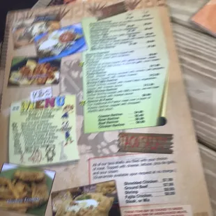 a menu on a table