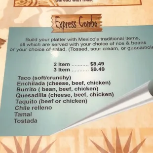 menu