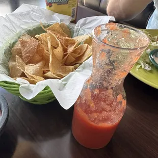 Chips &amp; salsa (comes in a carafe).