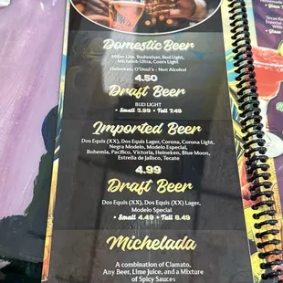 Beer menu