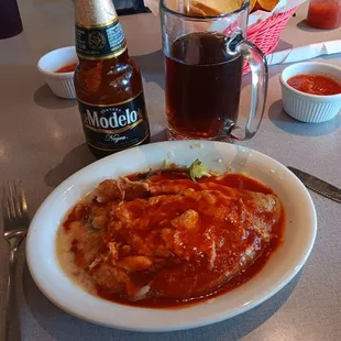 The lunch....pompano rellano and good dark beer.