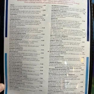 the menu