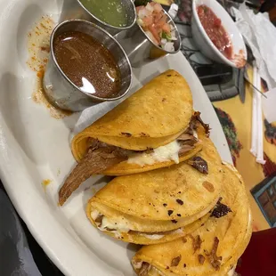 Birria (tortilla is not crispy at all).