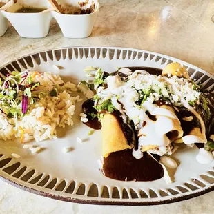 Amazing mole enchiladas, great flavor and price!