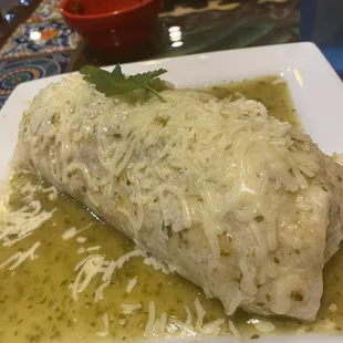The California burrito smothered in green sauce o