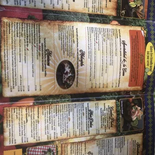 The menu in case your intrigued