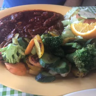 Chili Colorado with a veggie side!