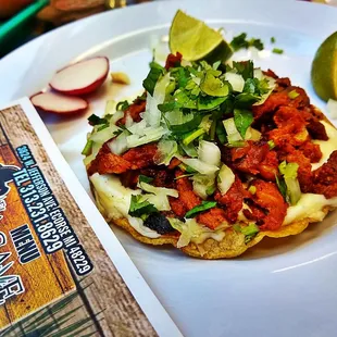 So unique so Wonderful Delicious Volcanes topped with Al Pastor crazy great