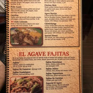 a menu for a mexican restaurant