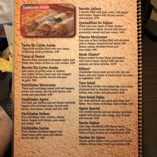a menu for a mexican restaurant