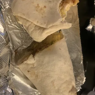 Chicharrone breakfast burrito (hand held, to-go)