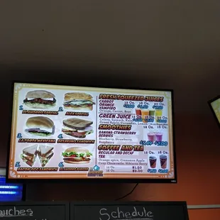 Menu as of December 2018