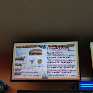 Menu as of December 2018