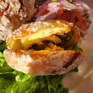 Ceviche and papa rellena