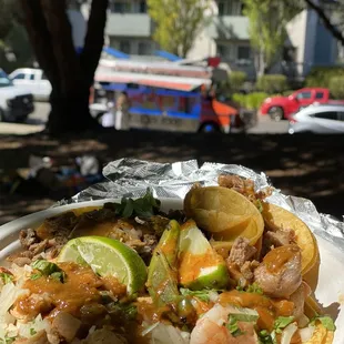  a plate of mexican food