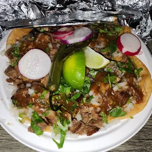 An order of carne asada tacos