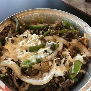 Alambre - Cheese was full of flavor and light, veggies grilled and very flavorful beef