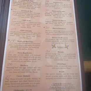 a menu for a mexican restaurant