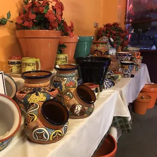 Colorful Mexican pottery near the entrance