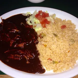 Chicken mole with rice