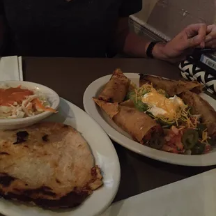 Love this place. Mixed flautas &amp; a mixed pupusa. Love their cabbage for the pupusas. And the flautas come w/ all the fixings.