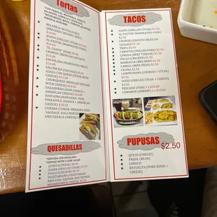 a menu for a mexican restaurant