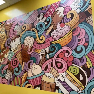 a mural of ice cream