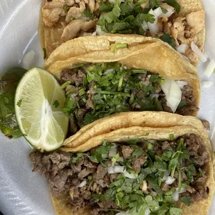 Chicken taco, steak tacos