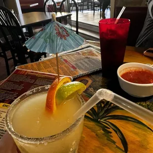 Frozen lime margarita, salted rim