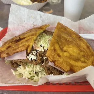 Sandwich made out of plantains.