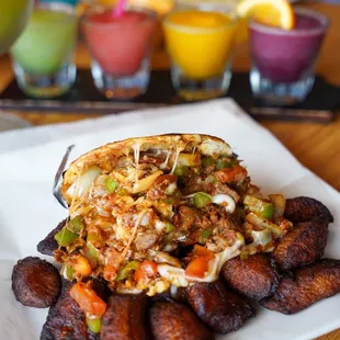 Arepa loca with plantains