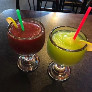 Frozen home sangria and frozen lime margarita