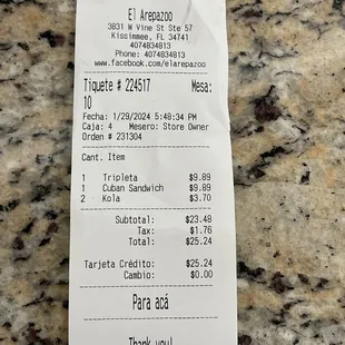 Receipt.