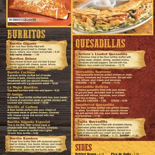 Burritos/Quesadillas/Sides