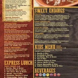 Lunch Specials/Kids Menu/Dessert/Soft drinks