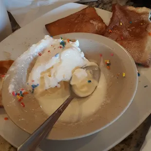 Sopapillas and ice cream