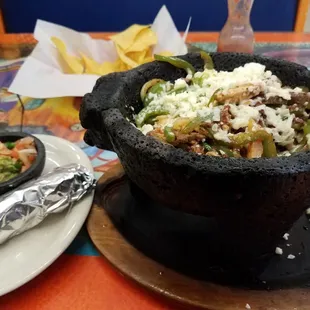 The waiter recommended the molcajete.  It was excellent.