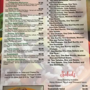 a menu for a mexican restaurant