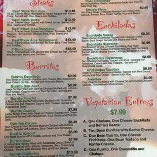 a menu for a mexican restaurant