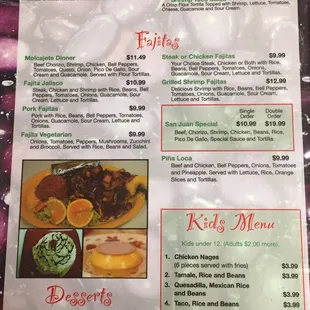 a menu for a mexican restaurant