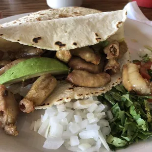 Trips taco with avocado