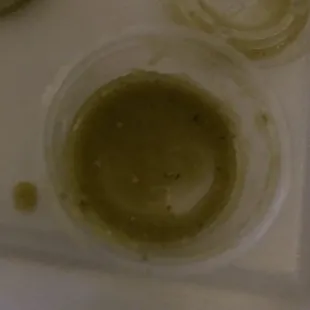 Half empty sauce container