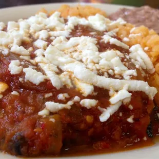 Chile releno has Mexican queso fresco inside &amp; top :)'