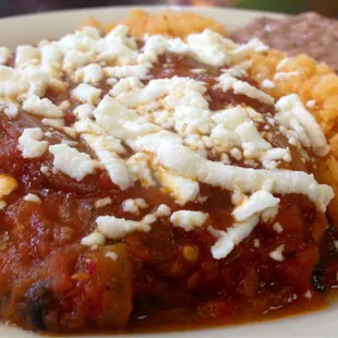 The chile releno?! OMG! The breading is so light &amp; the sauce is so spicy a marriage of perfection :)'