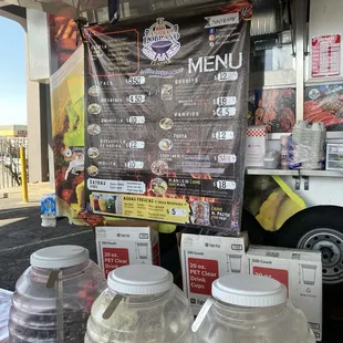 Menu posted on food truck.