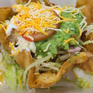 By far the best taco salad I have had. I got myself shrimp Diabla taco salad. It is not in the menu.  9.99$ worth every penny.