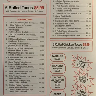 Combo &amp; Specials Menu