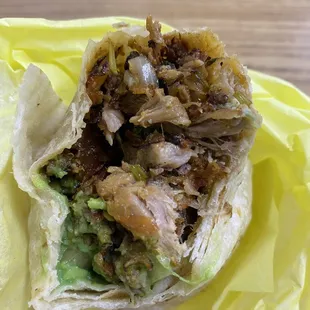 inside carnitas burrito