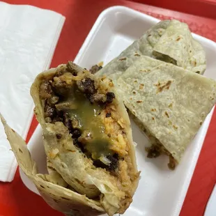 Carne Asada Burrito with lil green salsa