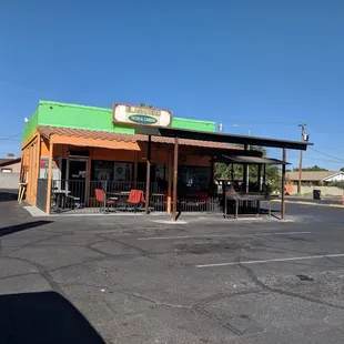 Out front